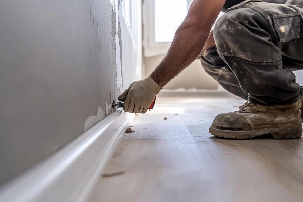 Baseboard and trim carpentry finish work